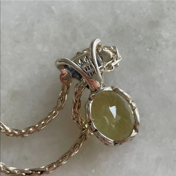 Judith Ripka Limone/Citrine 925 Sterling Silver + Gold Overlay Pendant Necklace - Picture 6 of 13